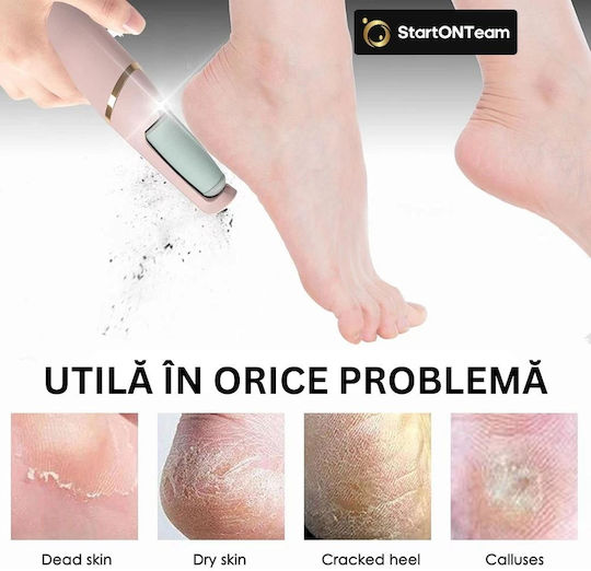 Pilă Electrică Profesională Baterie Călcâie Piele Crăpată 4 Capete Lumină LED 2 Viteze Multicolor Roz