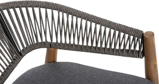 Outdoor-Sessel Hölzernes Navan Natural - Grey mit Kissen 4Stück 59x58x76εκ.