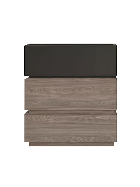 Vanity Wooden Chest of Drawers with 3 Drawers Sonoma Oak & Grey 60x40x66cm