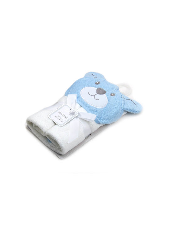 Cotton Baby Towel Hood Blue Bear Cotton Baby Towel Hood Blue Bear