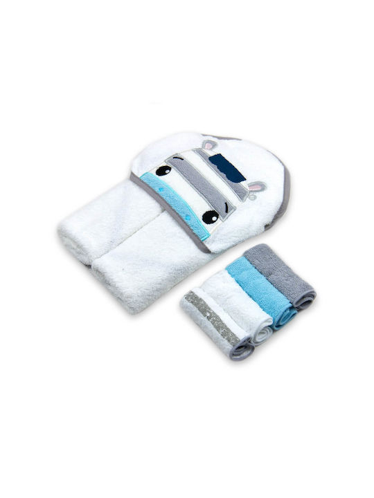Baby-Geschenkset 4 Mini-Handtücher Ein Kapuzenhandtuch aus Baumwolle Zebra