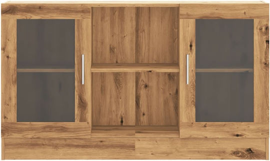Мебели за съхранение от дърво & стъкло Кафяв дъб 120x30.5x70см