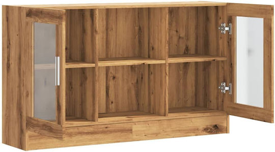 Мебели за съхранение от дърво & стъкло Кафяв дъб 120x30.5x70см