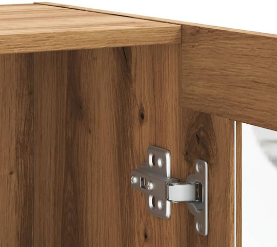 Мебели за съхранение от дърво & стъкло Кафяв дъб 120x30.5x70см