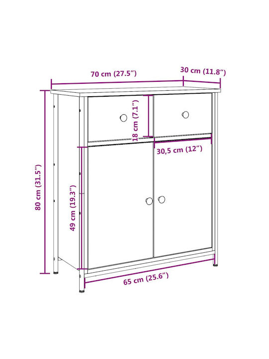 Μπουφές Ξύλινος Καφέ 70x30x80cm