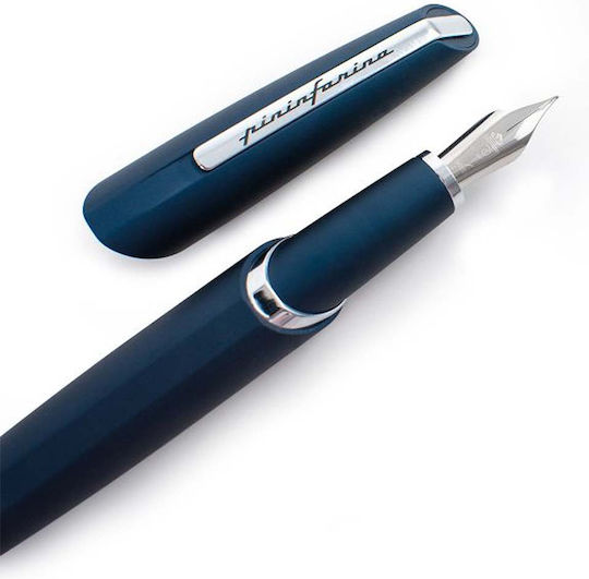 Pininfarina Segno Pf Two Πένα Γραφής Medium Μπλε από Αλουμίνιο με Μπλε Μελάνι
