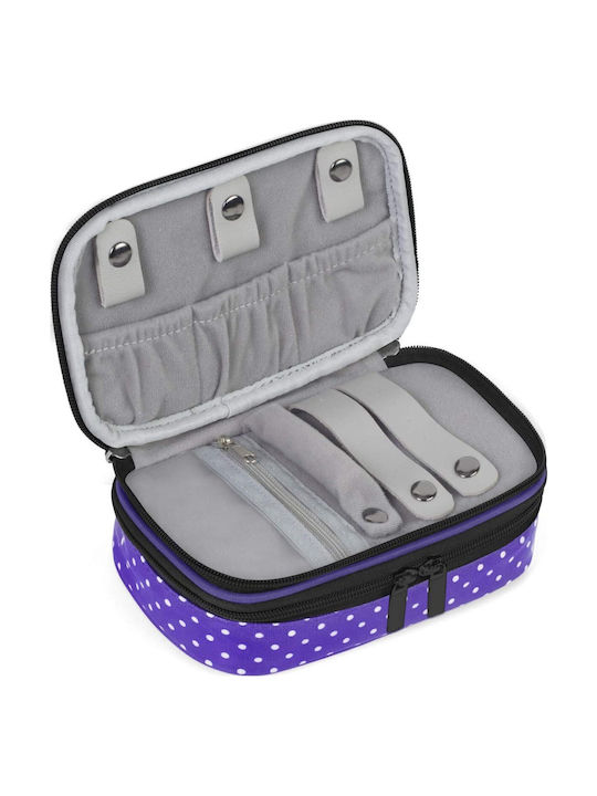 Schmuckkästchen Reiseaufbewahrung Etui Lila Polka Dot Nylon