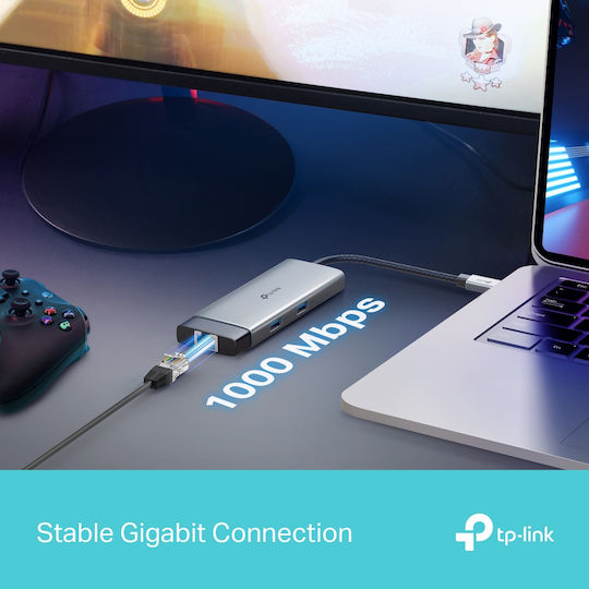 TP-LINK USB-C Docking Station with HDMI 4K PD Ethernet Gray (UH6120C)
