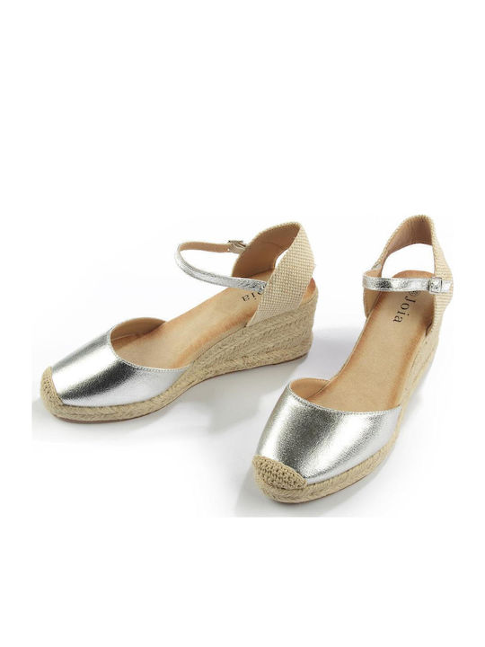 Platforme Dama În Tip Espadrile Argintii