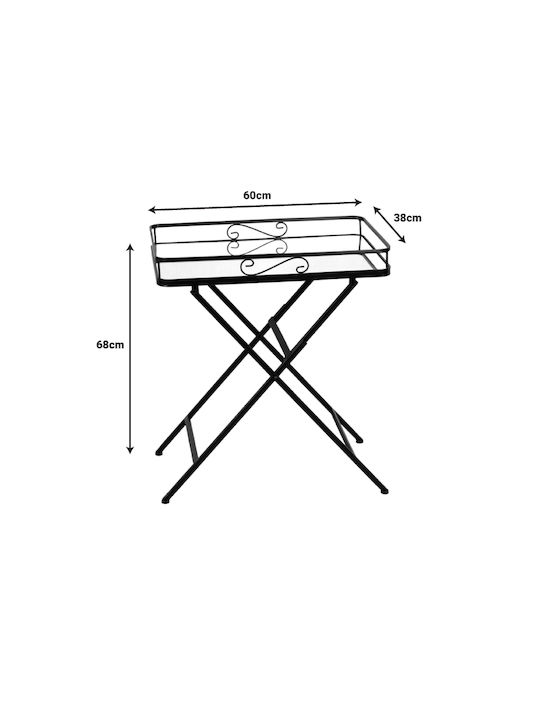 Rectangular Side Table Joene Glass Black Velvet-Black Metal L60xW38xH68cm.