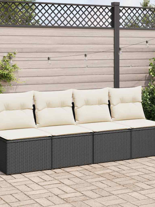 Set Outdoor Living Room with Cushions Black 2pcs