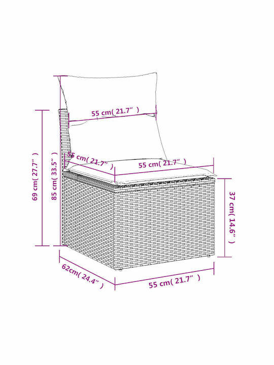 Canapea Cu Patru Locuri De Exterior Din Rattan Cu Perne 55x55x69cm