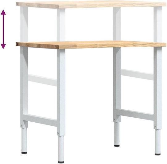 Vidaxl Banc de lucru 80x60x71.5-98 cm Lemn de stejar masiv Maro