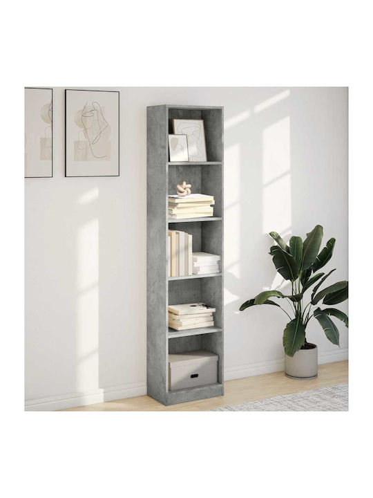 Bookcase Grey Concrete 40x24x176cm