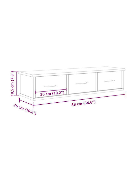 Wand Wohnzimmer Nische aus Spanplatte Braune 88x26x18.5cm
