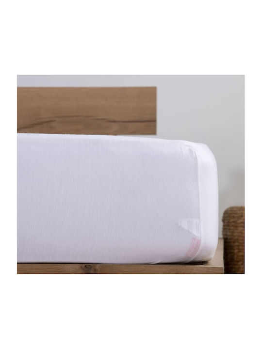 Nef-Nef Homeware Sheet for Single Bed with Elastic 100x200+30cm. Jersey 200 White