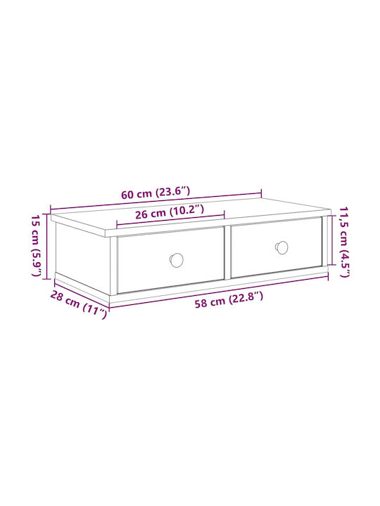 Wall Living Room Cabinet Made of Particle Board White 60x28x15cm
