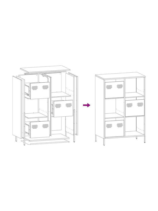 Bufet din Metal cu Sertare Roz 68x39x103.5cm