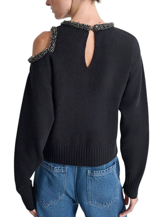 Women's Long Sleeve Sweater Woolen Black