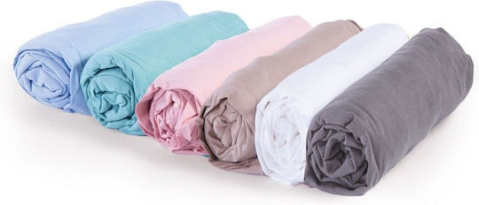 Nef-Nef Homeware Sheet King Size with Elastic 180x200+35cm. Jersey 564 Sky