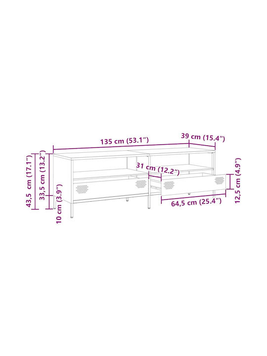 Stand TV Metalic Roz L135xA39xÎ43.5cm