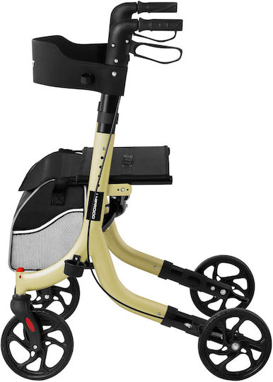 Gold Senioren-Rollator mit Sitz und Einkaufstasche, belastbar bis 136 kg