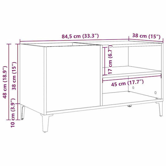 vidaXL Мебел за Hi-Fi Кафяв 38x84.5x48см