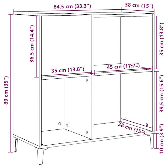 vidaXL Hi-Fi Furniture Brown 38x84.5x89cm