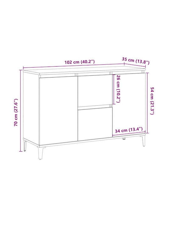 Μπουφές Ξύλινος Καφέ 102x35x70cm