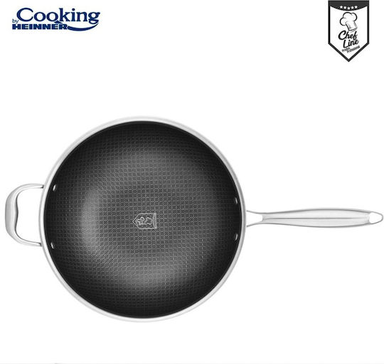 Tigaie Wok din Oțel Inoxidabil + Capac 30x8.5cm Titanium3