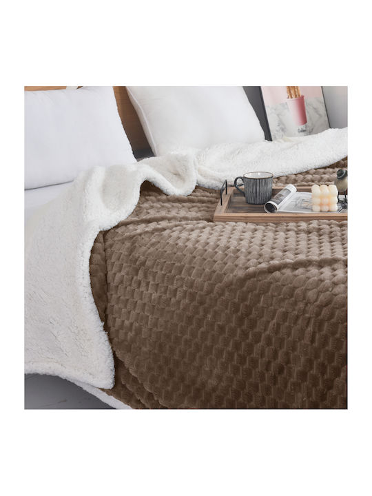 My Home Luxury Sherpa Single Blanket 160x220cm Brown