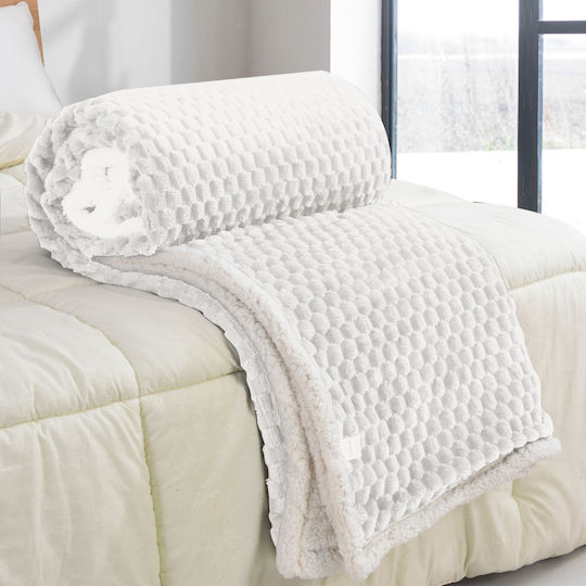 My Home Luxury Sherpa Blanket Super Double 220x240cm White