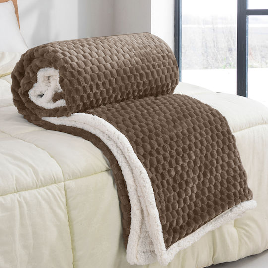 My Home Luxury Sherpa Single Blanket 160x220cm Brown