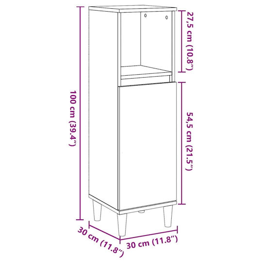 vidaXL Στήλη Μπάνιου Δαπέδου Μ30xΒ30xΥ100cm Καφέ