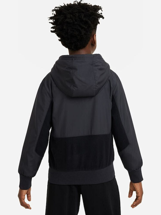Αθλητική Παιδική Ζακέτα Fleece με Κουκούλα Μαύρο Sportswear