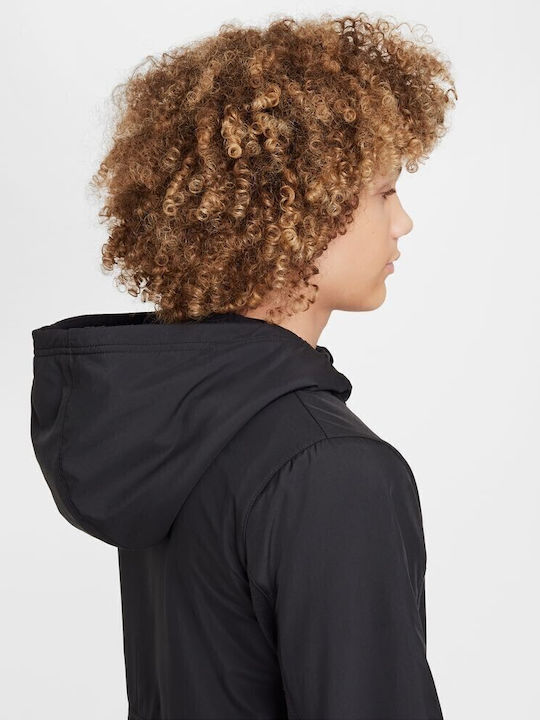 Αθλητική Παιδική Ζακέτα Fleece με Κουκούλα Μαύρο Sportswear