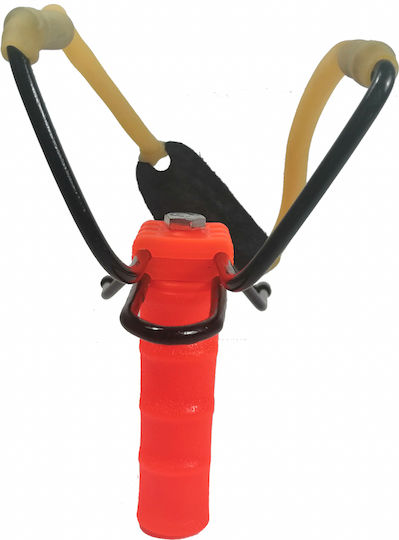 Set Profesional Praștie 100 Bile Metalice Sling Master Plastic 20 Cm Portocaliu