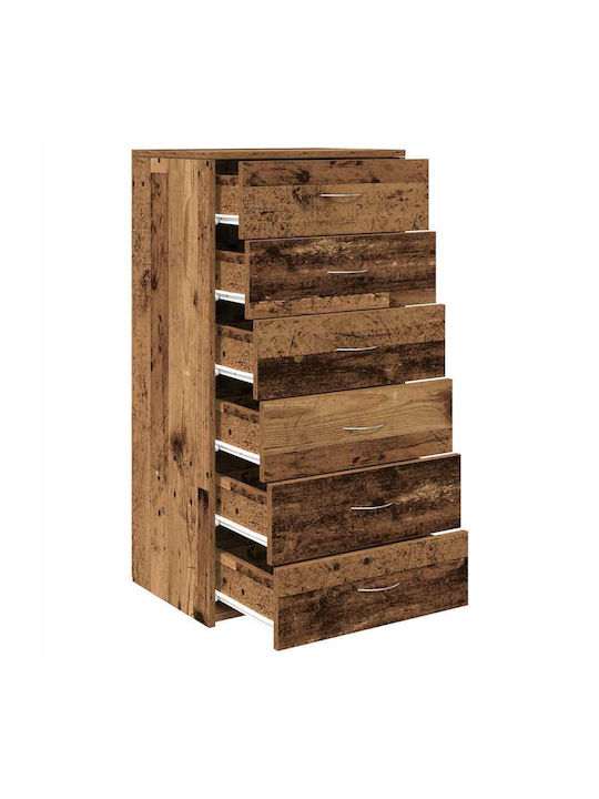 Wooden Chest of Drawers with 6 Drawers Coffee 50x34x96cm