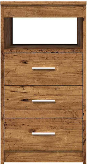 Wooden Chest of Drawers with 3 Drawers Coffee 40x50x76cm