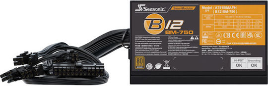 Seasonic B12 BM 750W Μαύρο Τροφοδοτικό Υπολογιστή Semi Modular 80 Plus Bronze