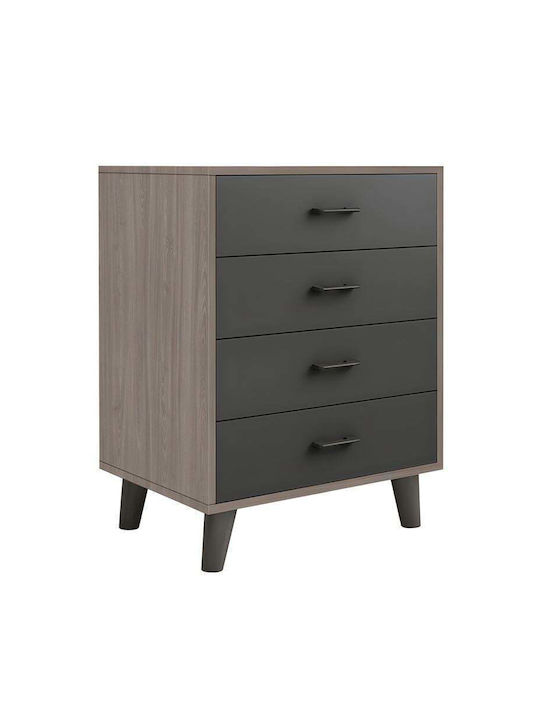 Eliot Wooden Chest of Drawers with 4 Drawers Sonoma Oak-grey 60x40x80cm