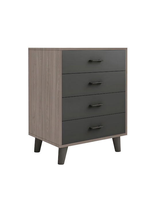 Συρταριέρα Креватокамарас Дървена Eliot с 4 чекмеджета Sonoma Oak-grey 60x40x80бр