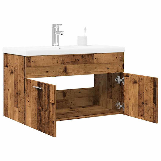 vidaXL Blat cu Lavoar & Oglindă Old Wood