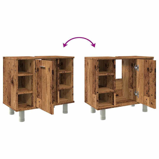 vidaXL Cabinet Countertop with Sink L60xW32xH53.5cm Old Wood