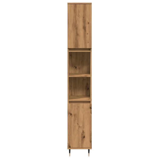 vidaXL Στήλη Μπάνιου Τοίχου Μ30xΒ30xΥ190cm Δρυς