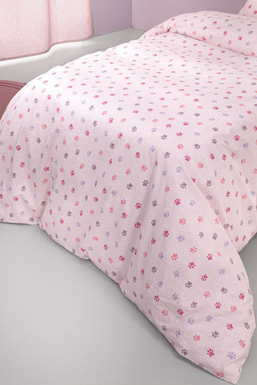 Guy Laroche Paw Комплект Детски Плик за Завивка Единичен с Калъфка Памучен Paw Pinky 165x225бр