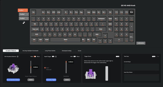 Keychron Q5 HE QMK Q5H-M1 Tastatură Mecanică De Gaming Fără Fir Cu Comutatoare Gateron Double-Rail Magnetic Purple Și Iluminare RGB Engleză SUA Carbon Negru