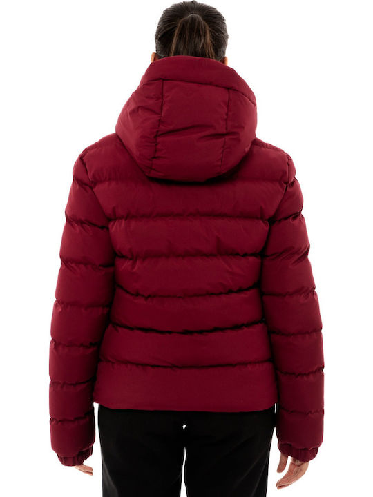 Kurz Damen Puffer Jacke für Winter Burgundisch
