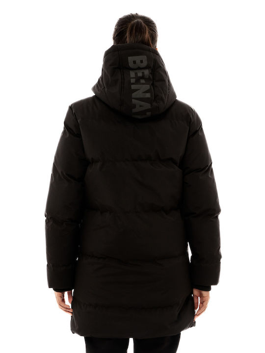 Be:Nation Women's Long Puffer Jacket for Winter Black