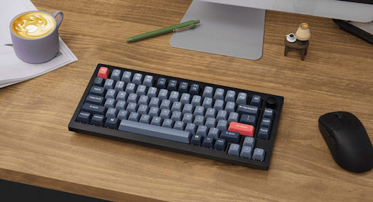 Keychron V1M-D3 Max QMK/VIA V1M-D3 Tastatură Mecanică de Gaming Fără Fir 75% cu Comutatoare Gateron Jupiter Brown și Iluminare RGB (Engleză SUA) Carbon Black